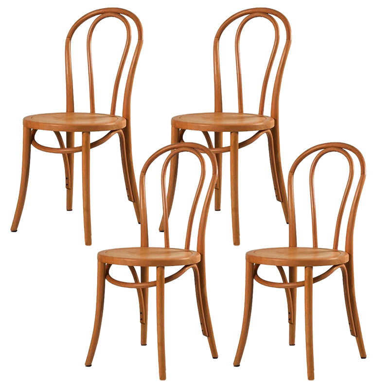 Modern Style Patio Side Chair Windsor Back Armless Dining Chair Orange Wood 4 Piece Set Clearhalo 'Dining Chairs' 'Dining Tables & Seating' 'dining_chair' 'furn' 'furn_dining_chair' 'Furniture' 'Kitchen & Dining Furniture' 6726382