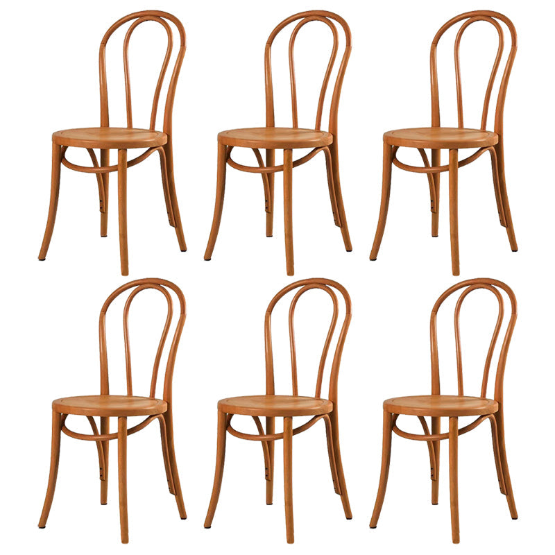 Modern Style Patio Side Chair Windsor Back Armless Dining Chair Orange Wood 6 Piece Set Clearhalo 'Dining Chairs' 'Dining Tables & Seating' 'dining_chair' 'furn' 'furn_dining_chair' 'Furniture' 'Kitchen & Dining Furniture' 6726383