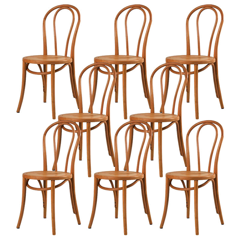 Modern Style Patio Side Chair Windsor Back Armless Dining Chair Orange Wood 8 Piece Set Clearhalo 'Dining Chairs' 'Dining Tables & Seating' 'dining_chair' 'furn' 'furn_dining_chair' 'Furniture' 'Kitchen & Dining Furniture' 6726384