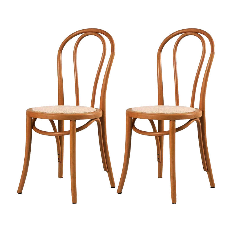 Modern Style Patio Side Chair Windsor Back Armless Dining Chair Orange Wicker & Rattan 2 Piece Set Clearhalo 'Dining Chairs' 'Dining Tables & Seating' 'dining_chair' 'furn' 'furn_dining_chair' 'Furniture' 'Kitchen & Dining Furniture' 6726385