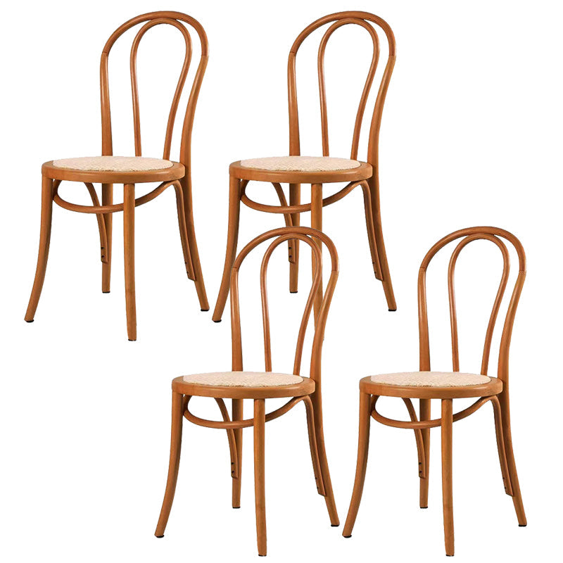 Modern Style Patio Side Chair Windsor Back Armless Dining Chair Orange Wicker & Rattan 4 Piece Set Clearhalo 'Dining Chairs' 'Dining Tables & Seating' 'dining_chair' 'furn' 'furn_dining_chair' 'Furniture' 'Kitchen & Dining Furniture' 6726386