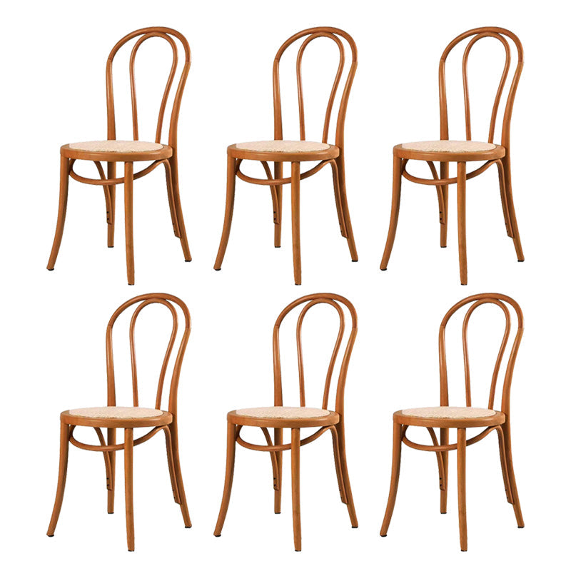 Modern Style Patio Side Chair Windsor Back Armless Dining Chair Orange Wicker & Rattan 6 Piece Set Clearhalo 'Dining Chairs' 'Dining Tables & Seating' 'dining_chair' 'furn' 'furn_dining_chair' 'Furniture' 'Kitchen & Dining Furniture' 6726387