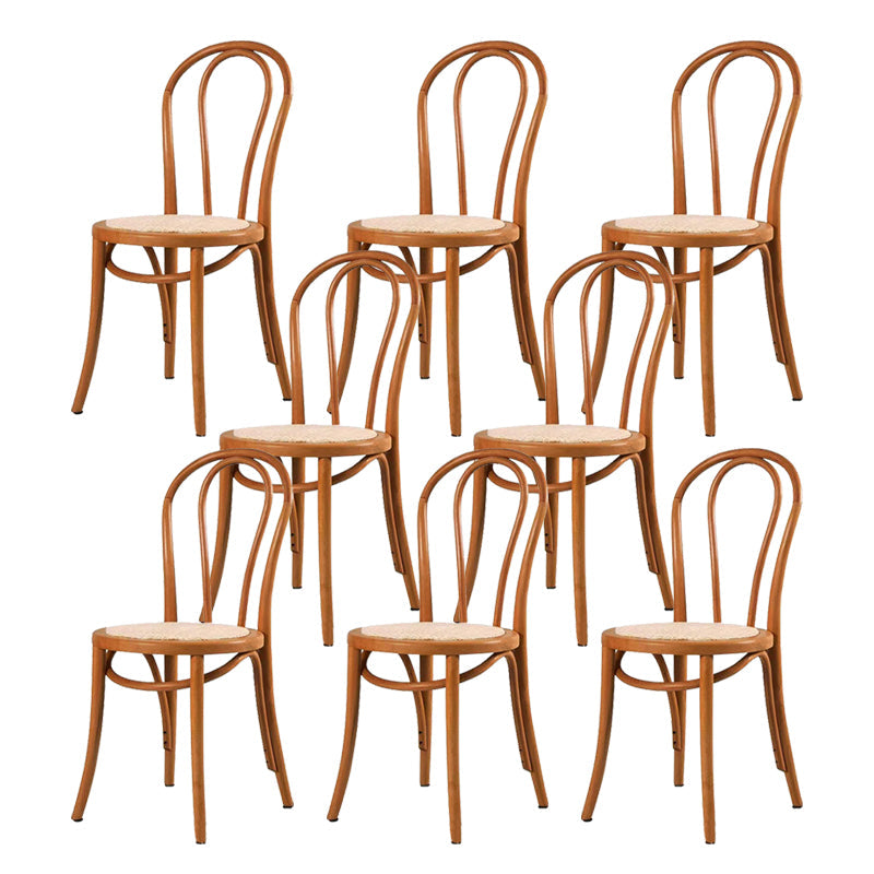 Modern Style Patio Side Chair Windsor Back Armless Dining Chair Orange Wicker & Rattan 8 Piece Set Clearhalo 'Dining Chairs' 'Dining Tables & Seating' 'dining_chair' 'furn' 'furn_dining_chair' 'Furniture' 'Kitchen & Dining Furniture' 6726388