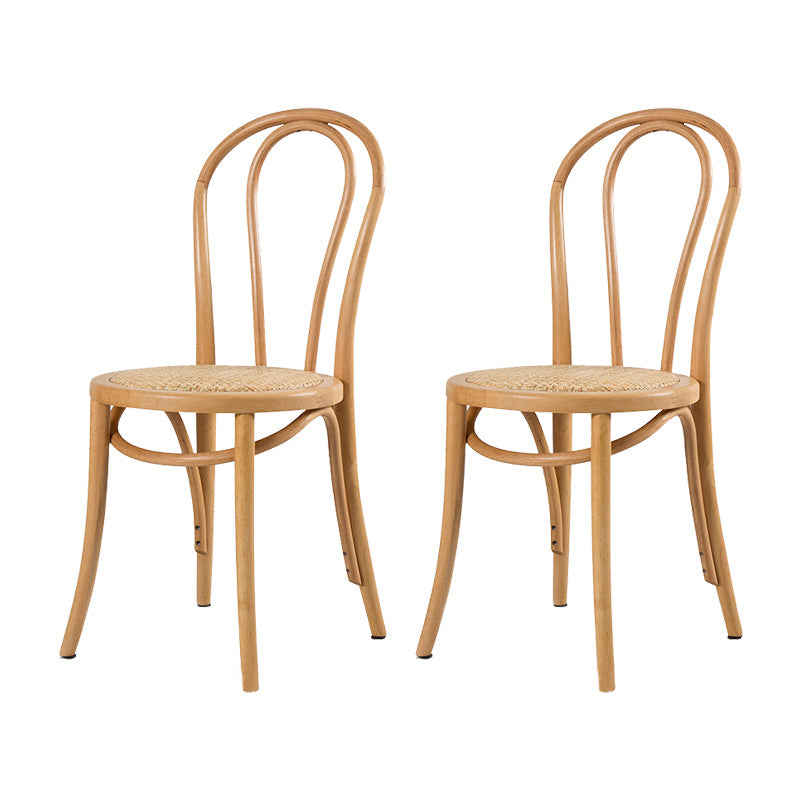 Modern Style Patio Side Chair Windsor Back Armless Dining Chair Natural Wicker & Rattan 2 Piece Set Clearhalo 'Dining Chairs' 'Dining Tables & Seating' 'dining_chair' 'furn' 'furn_dining_chair' 'Furniture' 'Kitchen & Dining Furniture' 6726393