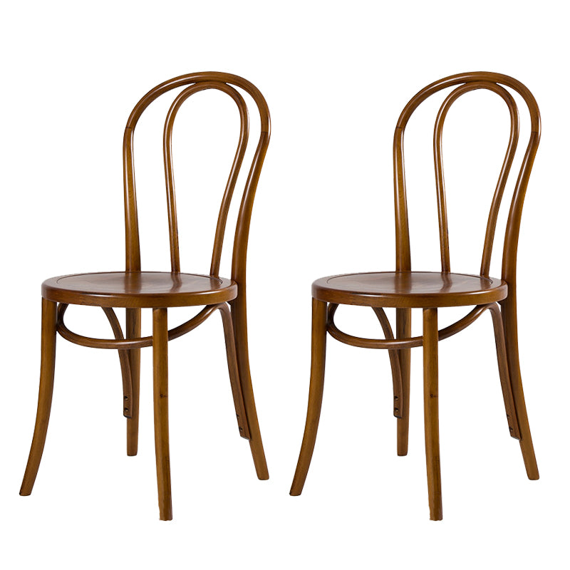 Modern Style Patio Side Chair Windsor Back Armless Dining Chair Nut-Brown Wood 2 Piece Set Clearhalo 'Dining Chairs' 'Dining Tables & Seating' 'dining_chair' 'furn' 'furn_dining_chair' 'Furniture' 'Kitchen & Dining Furniture' 6726397