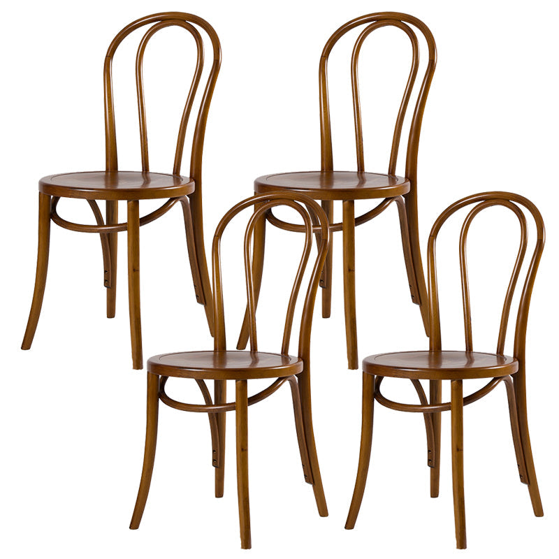 Modern Style Patio Side Chair Windsor Back Armless Dining Chair Nut-Brown Wood 4 Piece Set Clearhalo 'Dining Chairs' 'Dining Tables & Seating' 'dining_chair' 'furn' 'furn_dining_chair' 'Furniture' 'Kitchen & Dining Furniture' 6726398
