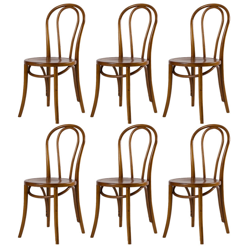 Modern Style Patio Side Chair Windsor Back Armless Dining Chair Nut-Brown Wood 6 Piece Set Clearhalo 'Dining Chairs' 'Dining Tables & Seating' 'dining_chair' 'furn' 'furn_dining_chair' 'Furniture' 'Kitchen & Dining Furniture' 6726399