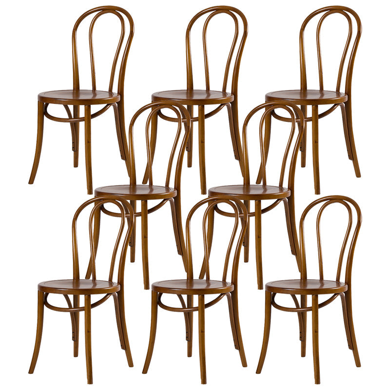 Modern Style Patio Side Chair Windsor Back Armless Dining Chair Nut-Brown Wood 8 Piece Set Clearhalo 'Dining Chairs' 'Dining Tables & Seating' 'dining_chair' 'furn' 'furn_dining_chair' 'Furniture' 'Kitchen & Dining Furniture' 6726400