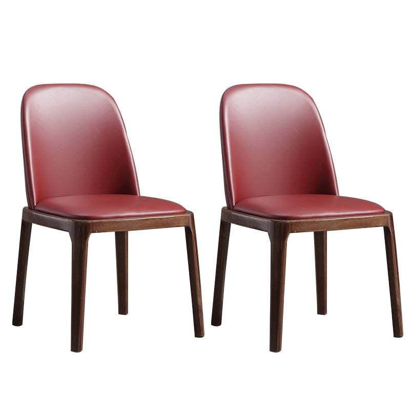 Faux Leather Dining Chairs Industrial Parsons Armless Side Chair Crimson 2 Piece Set Clearhalo 'Dining Chairs' 'Dining Tables & Seating' 'dining_chair' 'furn' 'furn_dining_chair' 'Furniture' 'Kitchen & Dining Furniture' 6726614
