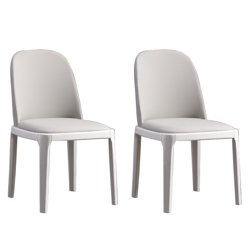 Faux Leather Dining Chairs Industrial Parsons Armless Side Chair Light Gray 2 Piece Set Clearhalo 'Dining Chairs' 'Dining Tables & Seating' 'dining_chair' 'furn' 'furn_dining_chair' 'Furniture' 'Kitchen & Dining Furniture' 6726618