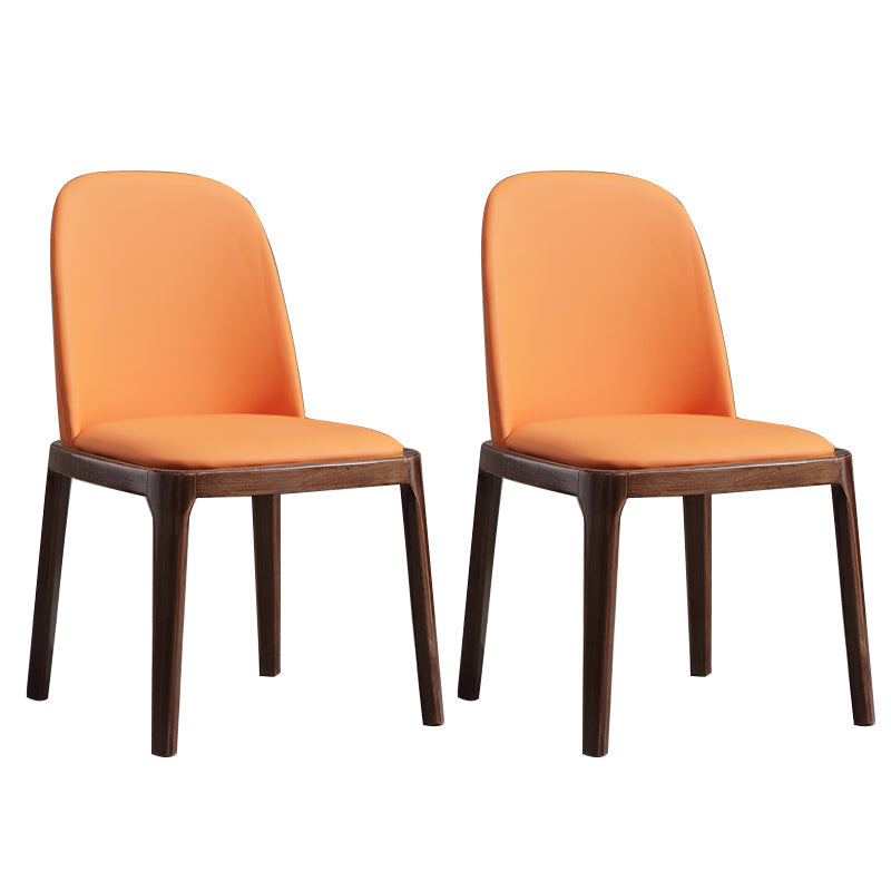 Faux Leather Dining Chairs Industrial Parsons Armless Side Chair Orange Red 2 Piece Set Clearhalo 'Dining Chairs' 'Dining Tables & Seating' 'dining_chair' 'furn' 'furn_dining_chair' 'Furniture' 'Kitchen & Dining Furniture' 6726620