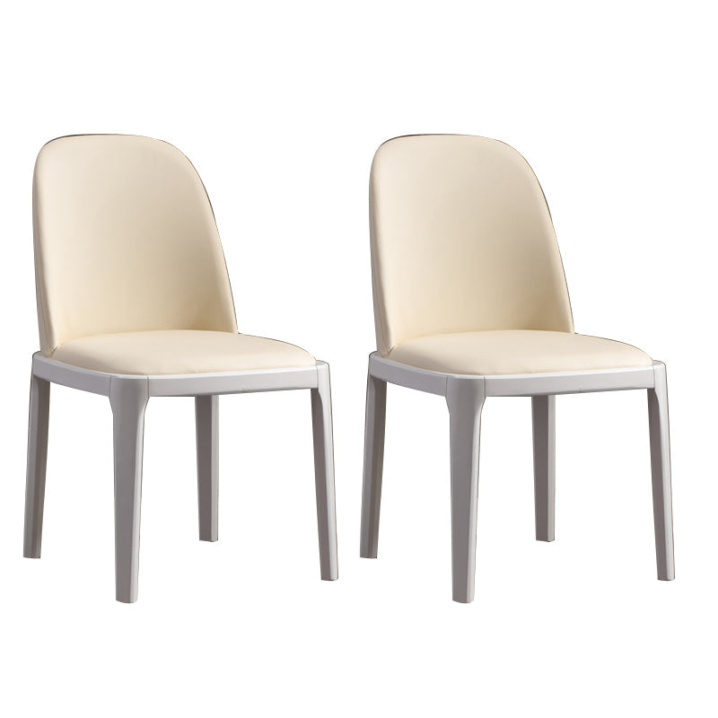 Faux Leather Dining Chairs Industrial Parsons Armless Side Chair Beige 2 Piece Set Clearhalo 'Dining Chairs' 'Dining Tables & Seating' 'dining_chair' 'furn' 'furn_dining_chair' 'Furniture' 'Kitchen & Dining Furniture' 6726622