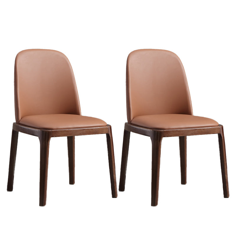 Faux Leather Dining Chairs Industrial Parsons Armless Side Chair Dark Coffee 2 Piece Set Clearhalo 'Dining Chairs' 'Dining Tables & Seating' 'dining_chair' 'furn' 'furn_dining_chair' 'Furniture' 'Kitchen & Dining Furniture' 6726625