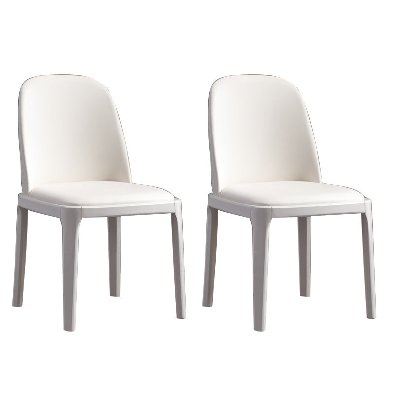 Faux Leather Dining Chairs Industrial Parsons Armless Side Chair White 2 Piece Set Clearhalo 'Dining Chairs' 'Dining Tables & Seating' 'dining_chair' 'furn' 'furn_dining_chair' 'Furniture' 'Kitchen & Dining Furniture' 6726631