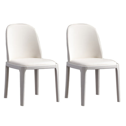 Faux Leather Dining Chairs Industrial Parsons Armless Side Chair White 2 Piece Set Clearhalo 'Dining Chairs' 'Dining Tables & Seating' 'dining_chair' 'furn' 'furn_dining_chair' 'Furniture' 'Kitchen & Dining Furniture' 6726631