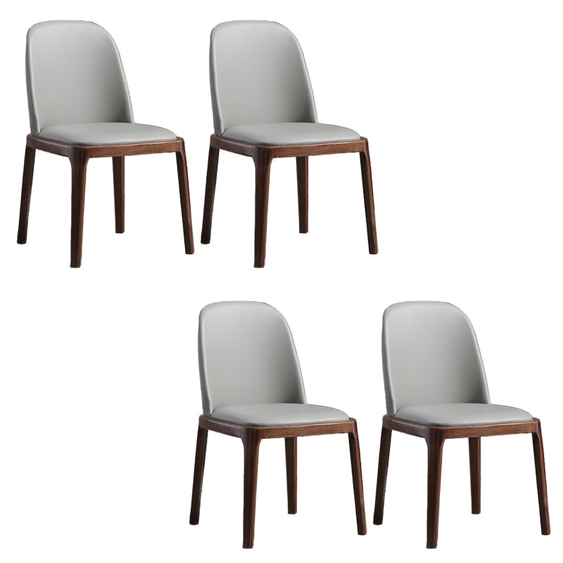 Faux Leather Dining Chairs Industrial Parsons Armless Side Chair Milk Gray 4 Piece Set Clearhalo 'Dining Chairs' 'Dining Tables & Seating' 'dining_chair' 'furn' 'furn_dining_chair' 'Furniture' 'Kitchen & Dining Furniture' 6726634