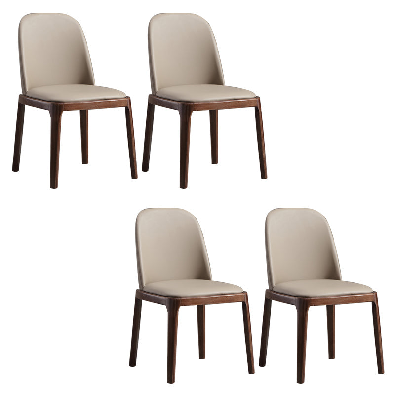 Faux Leather Dining Chairs Industrial Parsons Armless Side Chair Khaki 4 Piece Set Clearhalo 'Dining Chairs' 'Dining Tables & Seating' 'dining_chair' 'furn' 'furn_dining_chair' 'Furniture' 'Kitchen & Dining Furniture' 6726637