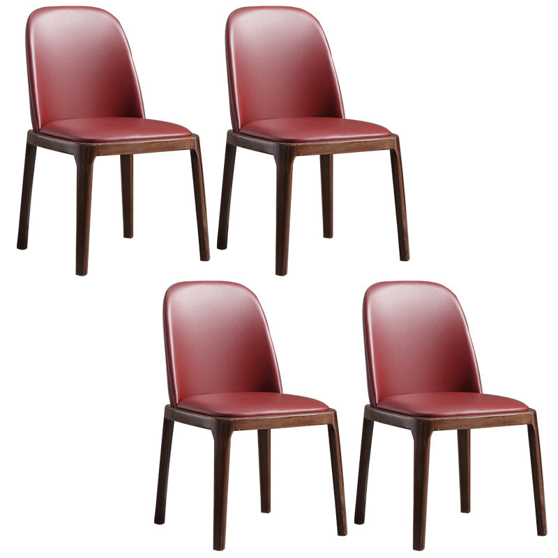 Faux Leather Dining Chairs Industrial Parsons Armless Side Chair Crimson 4 Piece Set Clearhalo 'Dining Chairs' 'Dining Tables & Seating' 'dining_chair' 'furn' 'furn_dining_chair' 'Furniture' 'Kitchen & Dining Furniture' 6726638