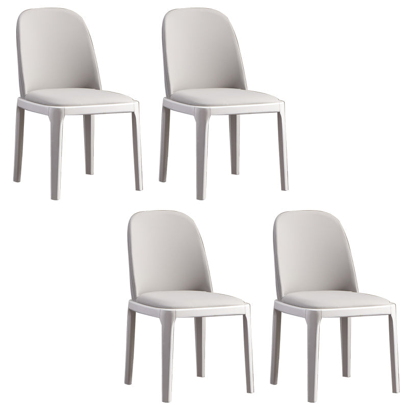 Faux Leather Dining Chairs Industrial Parsons Armless Side Chair Light Gray 4 Piece Set Clearhalo 'Dining Chairs' 'Dining Tables & Seating' 'dining_chair' 'furn' 'furn_dining_chair' 'Furniture' 'Kitchen & Dining Furniture' 6726640