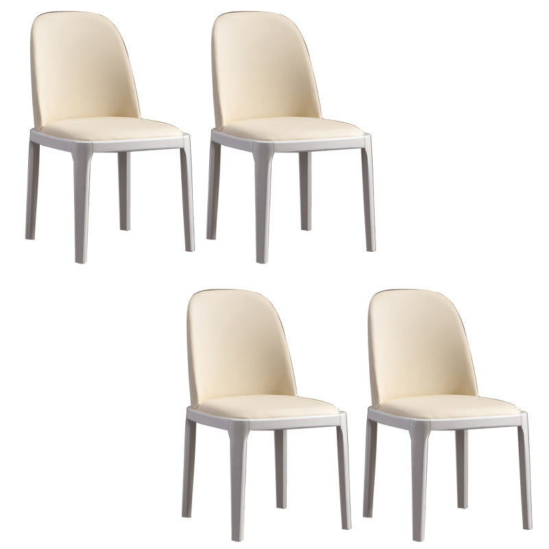 Faux Leather Dining Chairs Industrial Parsons Armless Side Chair Beige 4 Piece Set Clearhalo 'Dining Chairs' 'Dining Tables & Seating' 'dining_chair' 'furn' 'furn_dining_chair' 'Furniture' 'Kitchen & Dining Furniture' 6726642