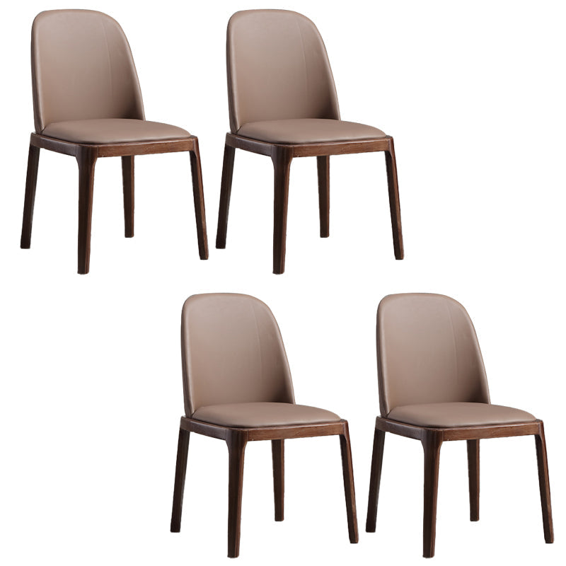 Faux Leather Dining Chairs Industrial Parsons Armless Side Chair Coffee 4 Piece Set Clearhalo 'Dining Chairs' 'Dining Tables & Seating' 'dining_chair' 'furn' 'furn_dining_chair' 'Furniture' 'Kitchen & Dining Furniture' 6726643