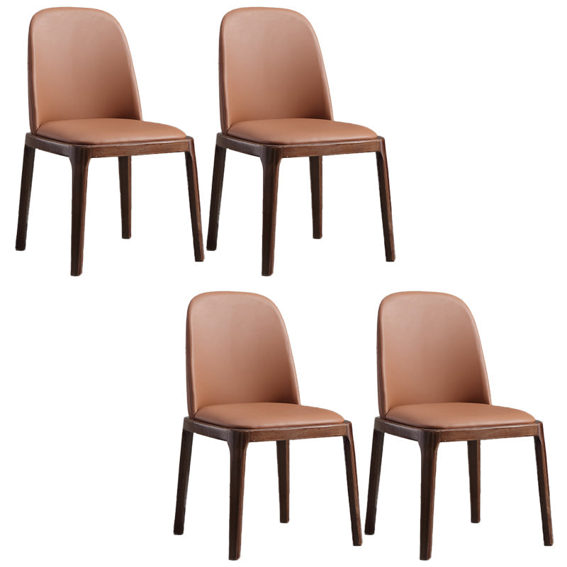 Faux Leather Dining Chairs Industrial Parsons Armless Side Chair Dark Coffee 4 Piece Set Clearhalo 'Dining Chairs' 'Dining Tables & Seating' 'dining_chair' 'furn' 'furn_dining_chair' 'Furniture' 'Kitchen & Dining Furniture' 6726644