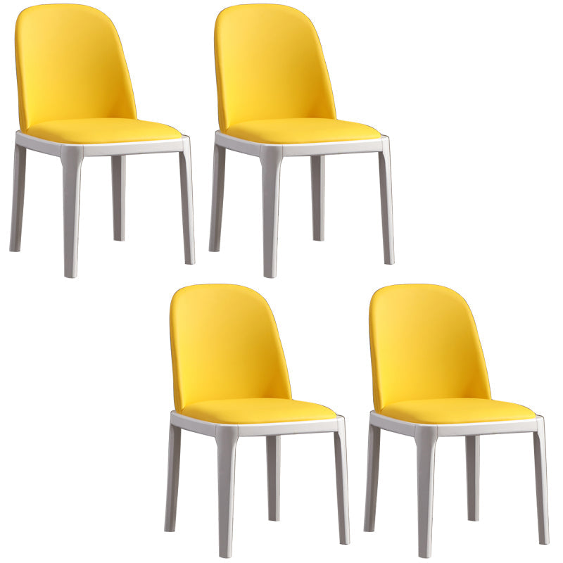 Faux Leather Dining Chairs Industrial Parsons Armless Side Chair Yellow 4 Piece Set Clearhalo 'Dining Chairs' 'Dining Tables & Seating' 'dining_chair' 'furn' 'furn_dining_chair' 'Furniture' 'Kitchen & Dining Furniture' 6726645