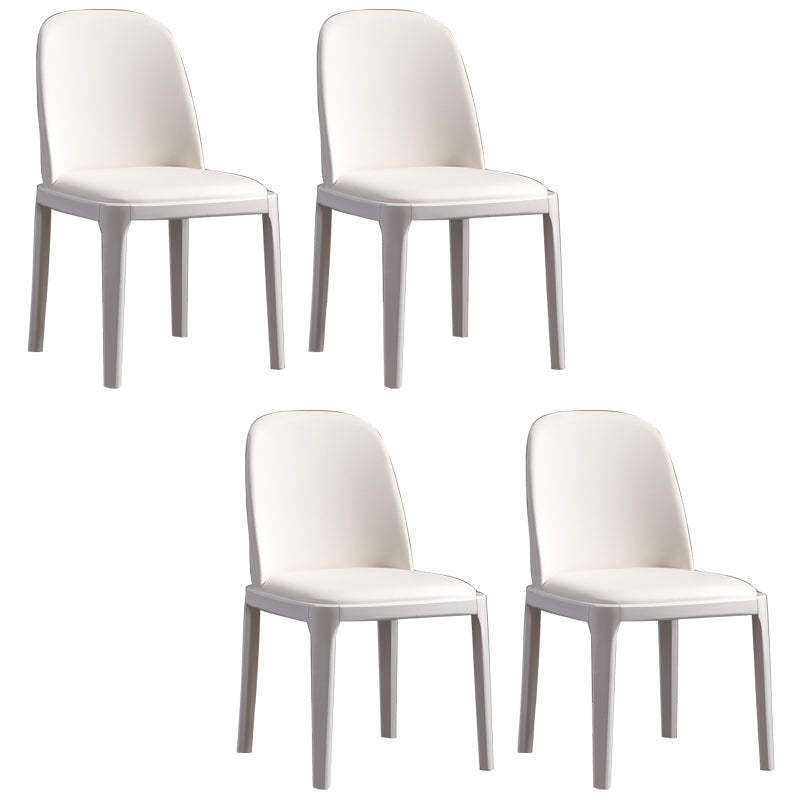 Faux Leather Dining Chairs Industrial Parsons Armless Side Chair White 4 Piece Set Clearhalo 'Dining Chairs' 'Dining Tables & Seating' 'dining_chair' 'furn' 'furn_dining_chair' 'Furniture' 'Kitchen & Dining Furniture' 6726647