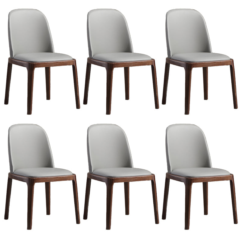 Faux Leather Dining Chairs Industrial Parsons Armless Side Chair Milk Gray 6 Piece Set Clearhalo 'Dining Chairs' 'Dining Tables & Seating' 'dining_chair' 'furn' 'furn_dining_chair' 'Furniture' 'Kitchen & Dining Furniture' 6726648