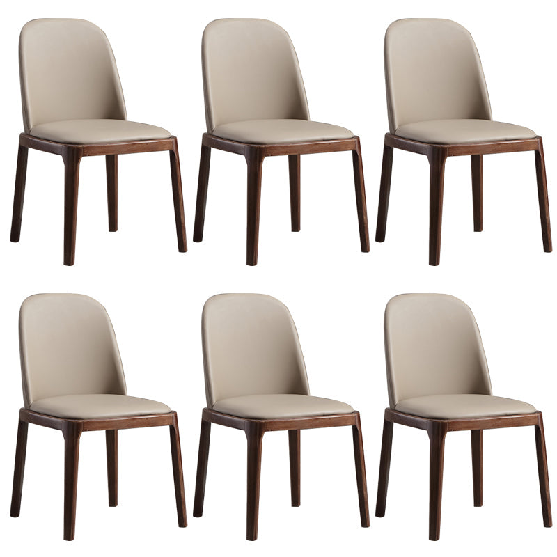 Faux Leather Dining Chairs Industrial Parsons Armless Side Chair Khaki 6 Piece Set Clearhalo 'Dining Chairs' 'Dining Tables & Seating' 'dining_chair' 'furn' 'furn_dining_chair' 'Furniture' 'Kitchen & Dining Furniture' 6726650