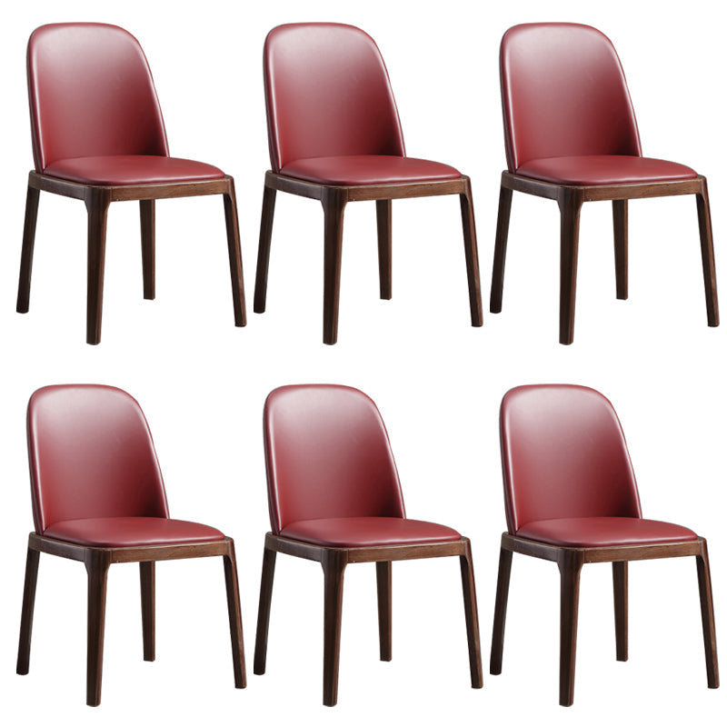 Faux Leather Dining Chairs Industrial Parsons Armless Side Chair Crimson 6 Piece Set Clearhalo 'Dining Chairs' 'Dining Tables & Seating' 'dining_chair' 'furn' 'furn_dining_chair' 'Furniture' 'Kitchen & Dining Furniture' 6726651