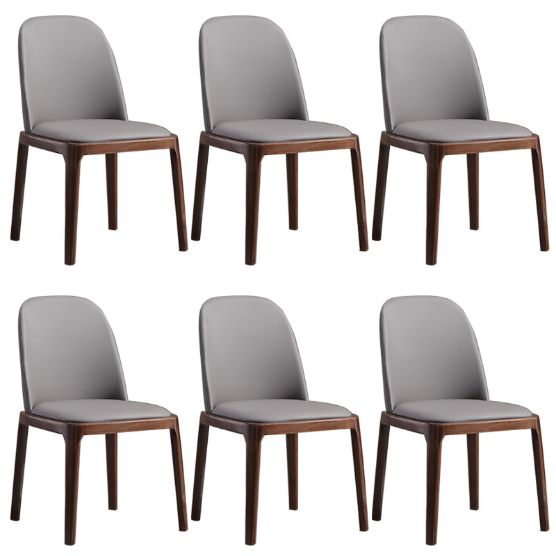Faux Leather Dining Chairs Industrial Parsons Armless Side Chair Dark Gray 6 Piece Set Clearhalo 'Dining Chairs' 'Dining Tables & Seating' 'dining_chair' 'furn' 'furn_dining_chair' 'Furniture' 'Kitchen & Dining Furniture' 6726652