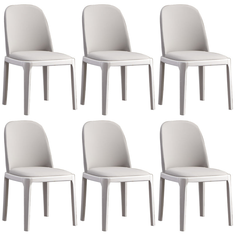 Faux Leather Dining Chairs Industrial Parsons Armless Side Chair Light Gray 6 Piece Set Clearhalo 'Dining Chairs' 'Dining Tables & Seating' 'dining_chair' 'furn' 'furn_dining_chair' 'Furniture' 'Kitchen & Dining Furniture' 6726653