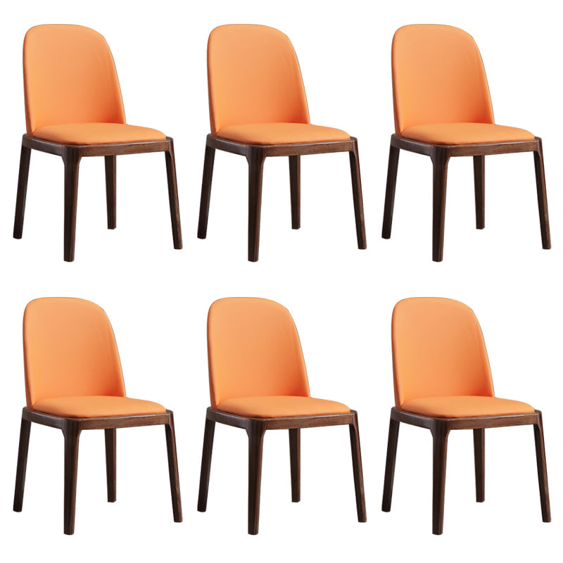 Faux Leather Dining Chairs Industrial Parsons Armless Side Chair Orange Red 6 Piece Set Clearhalo 'Dining Chairs' 'Dining Tables & Seating' 'dining_chair' 'furn' 'furn_dining_chair' 'Furniture' 'Kitchen & Dining Furniture' 6726654