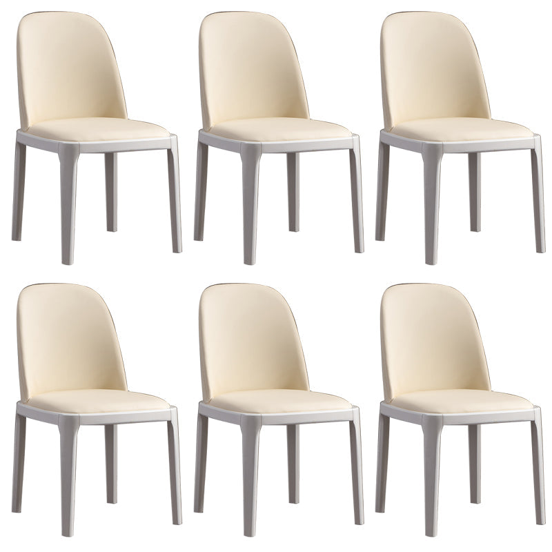 Faux Leather Dining Chairs Industrial Parsons Armless Side Chair Beige 6 Piece Set Clearhalo 'Dining Chairs' 'Dining Tables & Seating' 'dining_chair' 'furn' 'furn_dining_chair' 'Furniture' 'Kitchen & Dining Furniture' 6726655