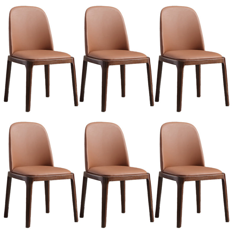 Faux Leather Dining Chairs Industrial Parsons Armless Side Chair Dark Coffee 6 Piece Set Clearhalo 'Dining Chairs' 'Dining Tables & Seating' 'dining_chair' 'furn' 'furn_dining_chair' 'Furniture' 'Kitchen & Dining Furniture' 6726657