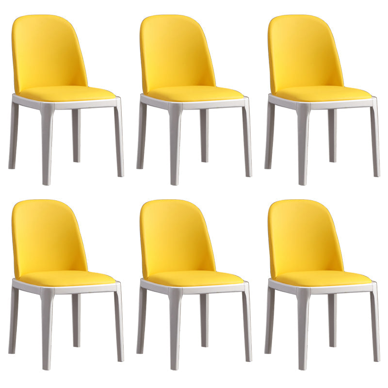 Faux Leather Dining Chairs Industrial Parsons Armless Side Chair Yellow 6 Piece Set Clearhalo 'Dining Chairs' 'Dining Tables & Seating' 'dining_chair' 'furn' 'furn_dining_chair' 'Furniture' 'Kitchen & Dining Furniture' 6726658