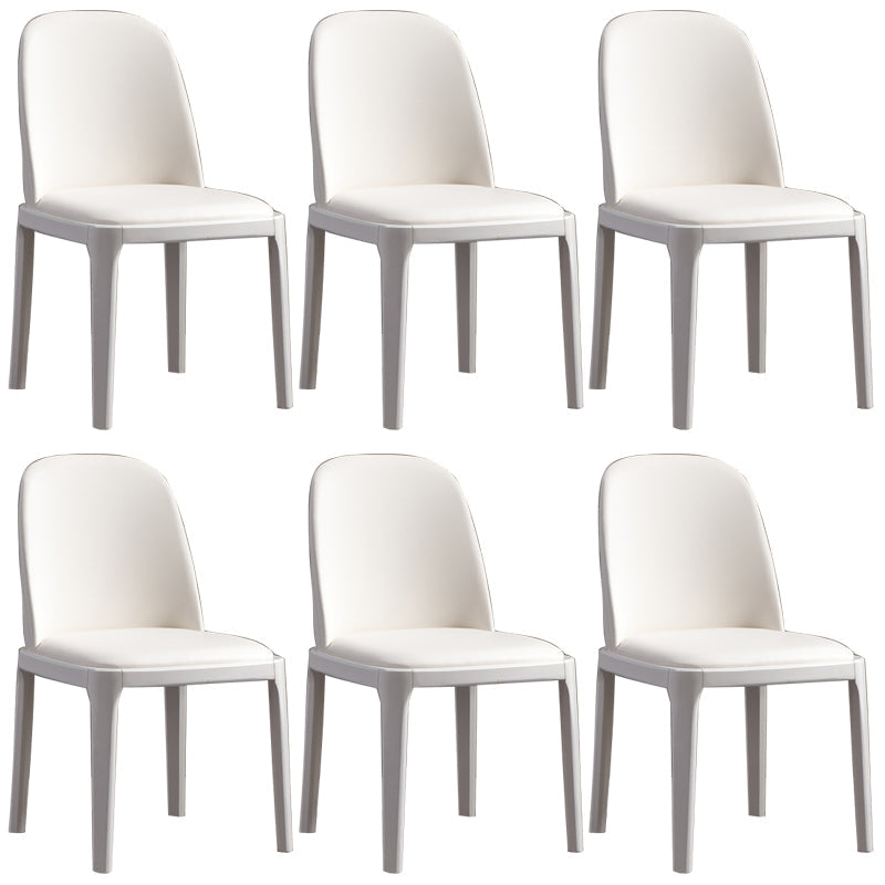 Faux Leather Dining Chairs Industrial Parsons Armless Side Chair White 6 Piece Set Clearhalo 'Dining Chairs' 'Dining Tables & Seating' 'dining_chair' 'furn' 'furn_dining_chair' 'Furniture' 'Kitchen & Dining Furniture' 6726660