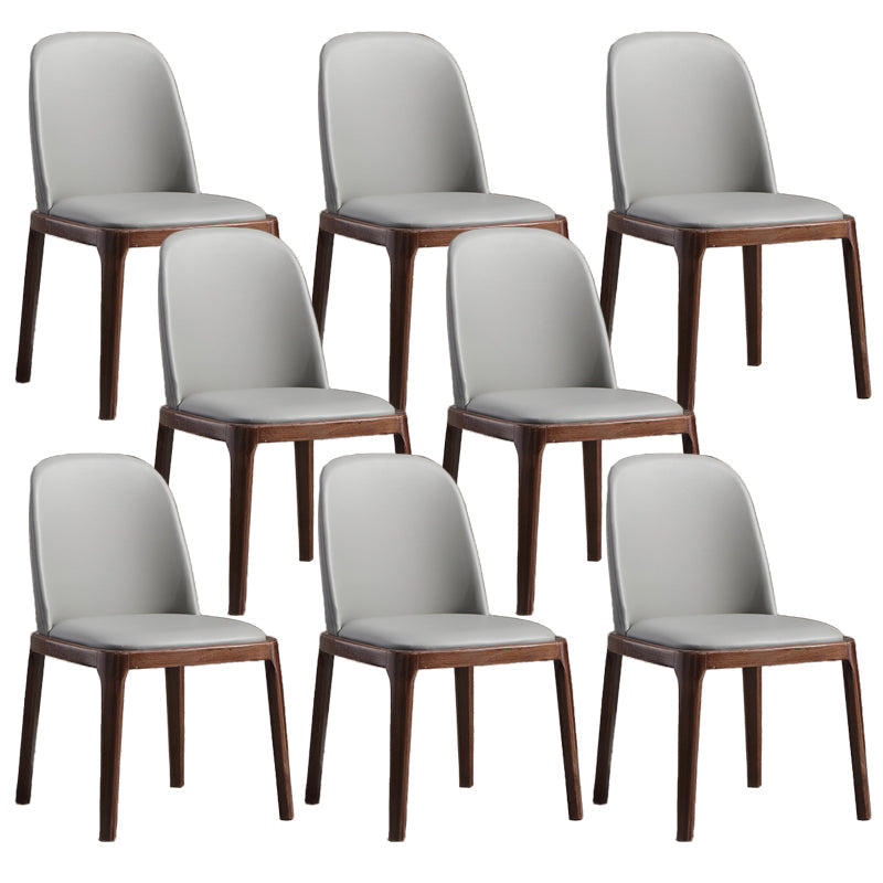 Faux Leather Dining Chairs Industrial Parsons Armless Side Chair Milk Gray 8 Piece Set Clearhalo 'Dining Chairs' 'Dining Tables & Seating' 'dining_chair' 'furn' 'furn_dining_chair' 'Furniture' 'Kitchen & Dining Furniture' 6726661