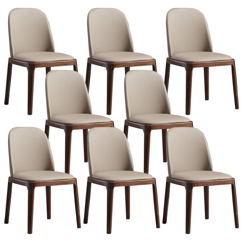Faux Leather Dining Chairs Industrial Parsons Armless Side Chair Khaki 8 Piece Set Clearhalo 'Dining Chairs' 'Dining Tables & Seating' 'dining_chair' 'furn' 'furn_dining_chair' 'Furniture' 'Kitchen & Dining Furniture' 6726663