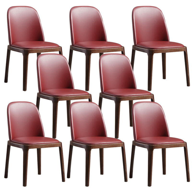 Faux Leather Dining Chairs Industrial Parsons Armless Side Chair Crimson 8 Piece Set Clearhalo 'Dining Chairs' 'Dining Tables & Seating' 'dining_chair' 'furn' 'furn_dining_chair' 'Furniture' 'Kitchen & Dining Furniture' 6726664