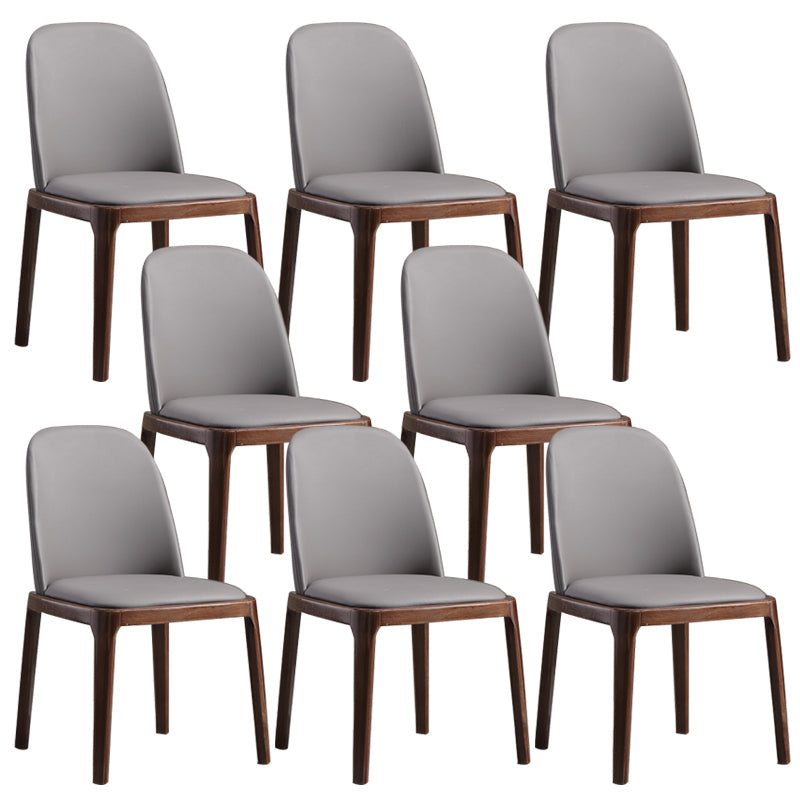 Faux Leather Dining Chairs Industrial Parsons Armless Side Chair Dark Gray 8 Piece Set Clearhalo 'Dining Chairs' 'Dining Tables & Seating' 'dining_chair' 'furn' 'furn_dining_chair' 'Furniture' 'Kitchen & Dining Furniture' 6726665