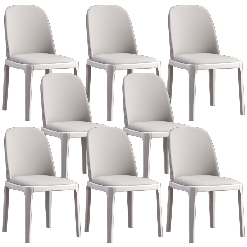 Faux Leather Dining Chairs Industrial Parsons Armless Side Chair Light Gray 8 Piece Set Clearhalo 'Dining Chairs' 'Dining Tables & Seating' 'dining_chair' 'furn' 'furn_dining_chair' 'Furniture' 'Kitchen & Dining Furniture' 6726666