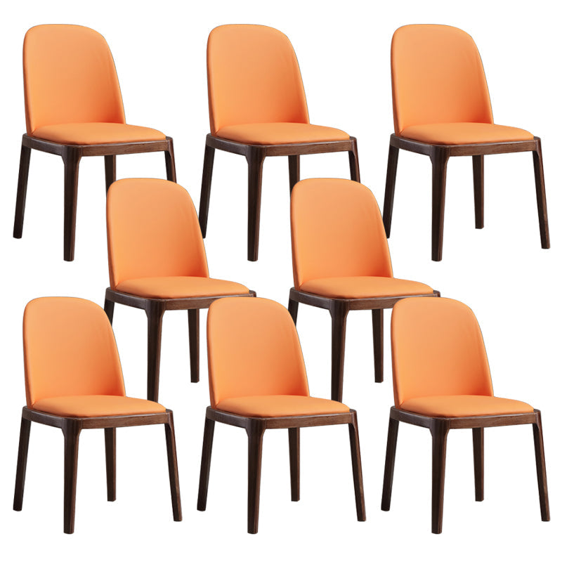 Faux Leather Dining Chairs Industrial Parsons Armless Side Chair Orange Red 8 Piece Set Clearhalo 'Dining Chairs' 'Dining Tables & Seating' 'dining_chair' 'furn' 'furn_dining_chair' 'Furniture' 'Kitchen & Dining Furniture' 6726667