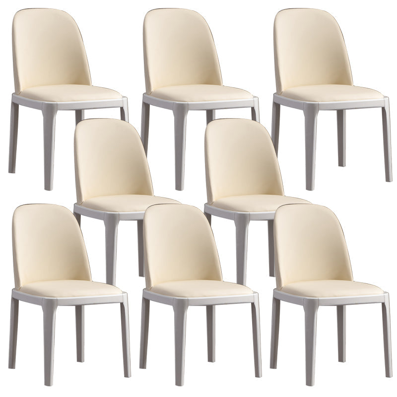 Faux Leather Dining Chairs Industrial Parsons Armless Side Chair Beige 8 Piece Set Clearhalo 'Dining Chairs' 'Dining Tables & Seating' 'dining_chair' 'furn' 'furn_dining_chair' 'Furniture' 'Kitchen & Dining Furniture' 6726668