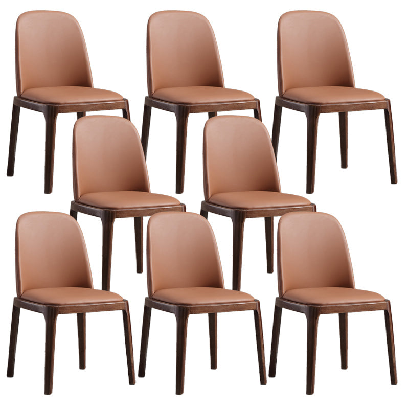 Faux Leather Dining Chairs Industrial Parsons Armless Side Chair Dark Coffee 8 Piece Set Clearhalo 'Dining Chairs' 'Dining Tables & Seating' 'dining_chair' 'furn' 'furn_dining_chair' 'Furniture' 'Kitchen & Dining Furniture' 6726670