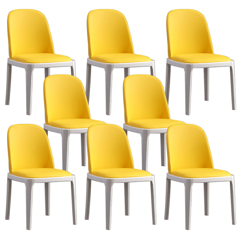 Faux Leather Dining Chairs Industrial Parsons Armless Side Chair Yellow 8 Piece Set Clearhalo 'Dining Chairs' 'Dining Tables & Seating' 'dining_chair' 'furn' 'furn_dining_chair' 'Furniture' 'Kitchen & Dining Furniture' 6726671