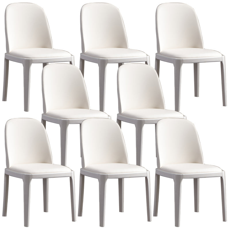 Faux Leather Dining Chairs Industrial Parsons Armless Side Chair White 8 Piece Set Clearhalo 'Dining Chairs' 'Dining Tables & Seating' 'dining_chair' 'furn' 'furn_dining_chair' 'Furniture' 'Kitchen & Dining Furniture' 6726673