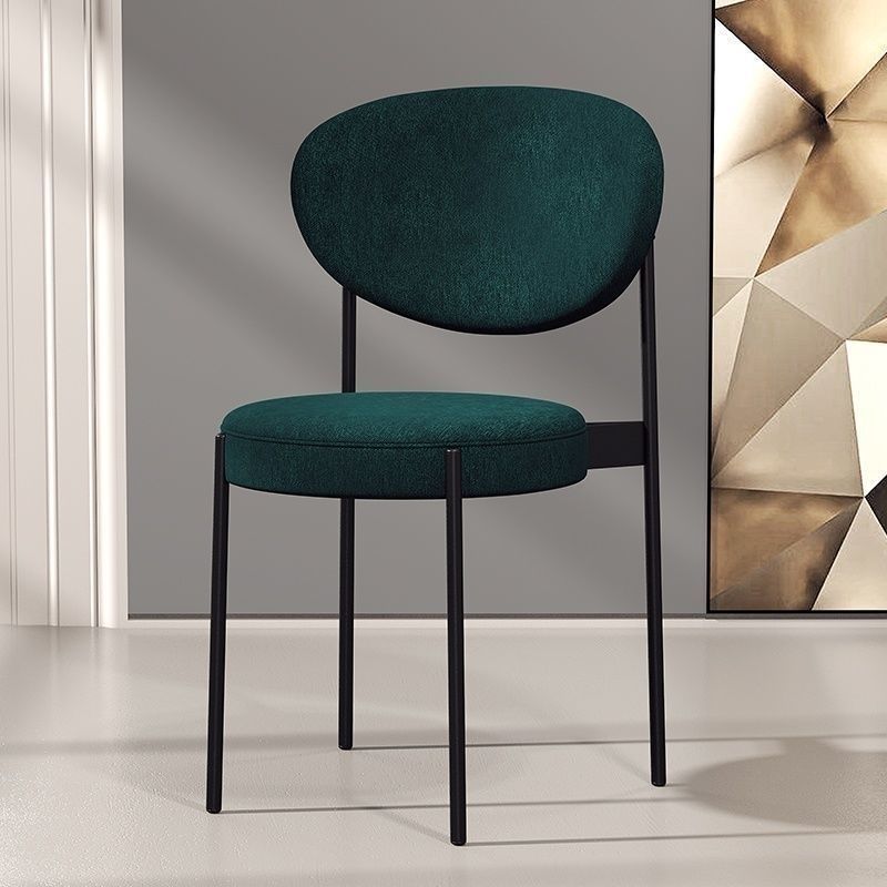 Glam Style Dining Chair Open Back Restaurant Armless Side Chair Blackish Green Flannel 1 Piece Clearhalo 'Dining Chairs' 'Dining Tables & Seating' 'dining_chair' 'furn' 'furn_dining_chair' 'Furniture' 'Kitchen & Dining Furniture' 6726681