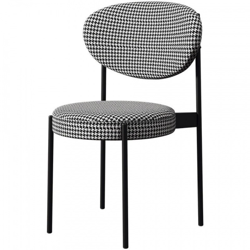 Glam Style Dining Chair Open Back Restaurant Armless Side Chair Black White Plaid Fabric 1 Piece Clearhalo 'Dining Chairs' 'Dining Tables & Seating' 'dining_chair' 'furn' 'furn_dining_chair' 'Furniture' 'Kitchen & Dining Furniture' 6726697